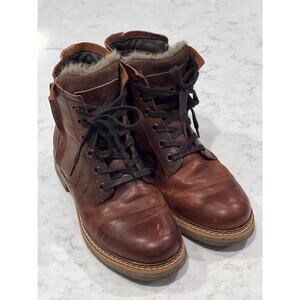 Bull Boxer Women’s Brette Leather Side Zip Combat Lace Up Boots Size 7 Brown